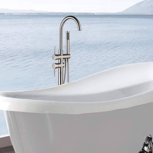 FF212/FF212BN/FF212MB Freestanding Floor Mounted Bath Tub Filler Faucets with Hand Held Shower Head  with Pressure Balance