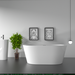 D2066-47S Freestanding 47 " Contemporary Design Acrylic Flatbottom  Soaking Tub  Bathtub in White
