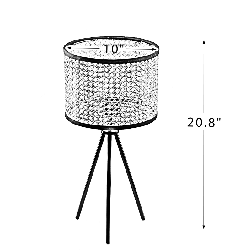 D01-1137005  Temesa Rattan 20.8" Table Lamp with In-line Switch Control and Metal Legs