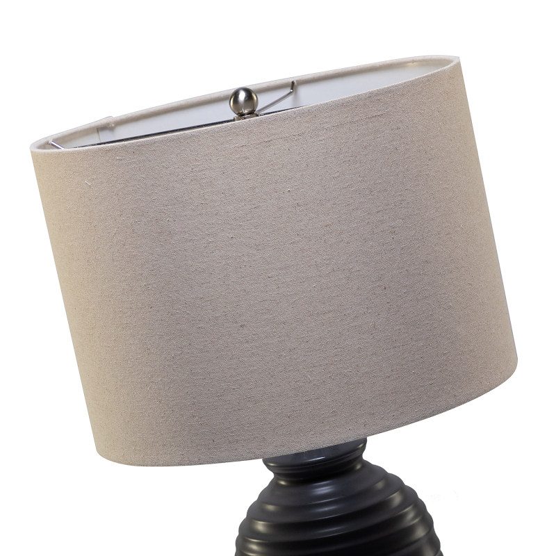 D01-1137011  Midas 24.7" Modern LED Bedside Table Lamp with Drum-Shaped Linen Shade