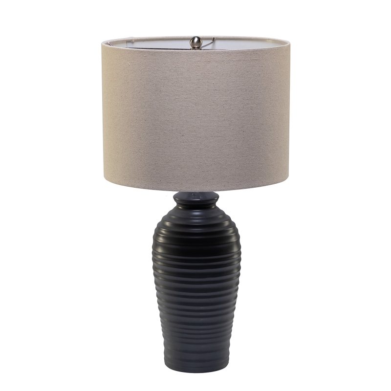 D01-1137011  Midas 24.7" Modern LED Bedside Table Lamp with Drum-Shaped Linen Shade