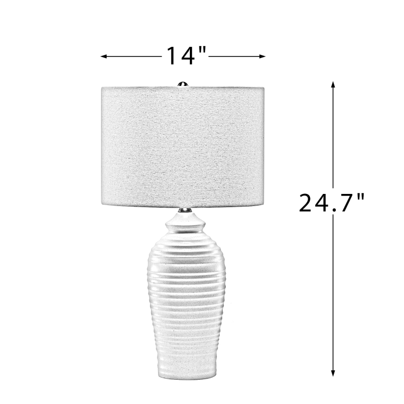 D01-1137011  Midas 24.7" Modern LED Bedside Table Lamp with Drum-Shaped Linen Shade