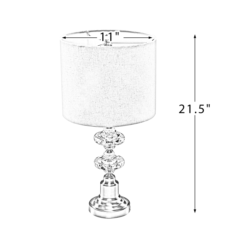 D01-1137014  Sigeum 22" Modern LED Table Lamp with Linen Blend Shade and Crystal Decorations