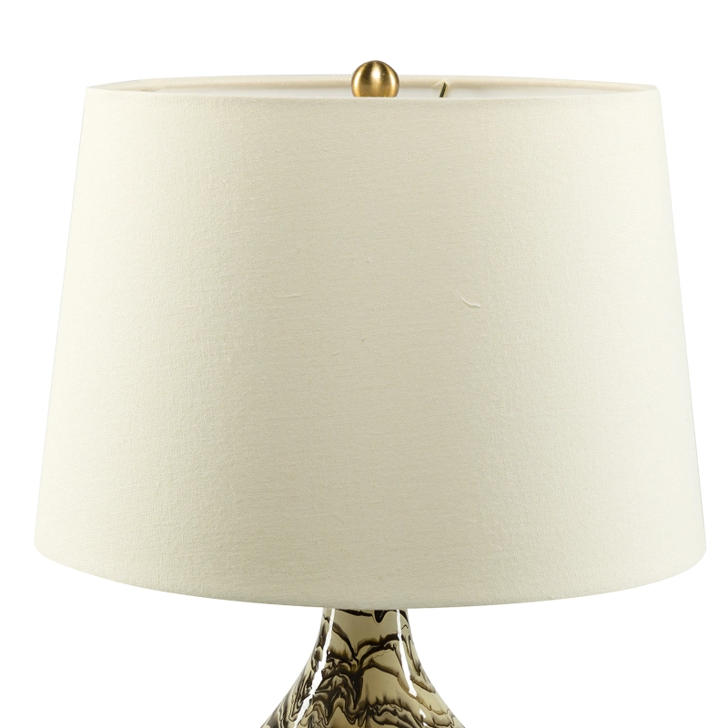 D01-1137016  Pelion 20" Modern LED Bedside Table Lamp with Linen Shade and Glass Base