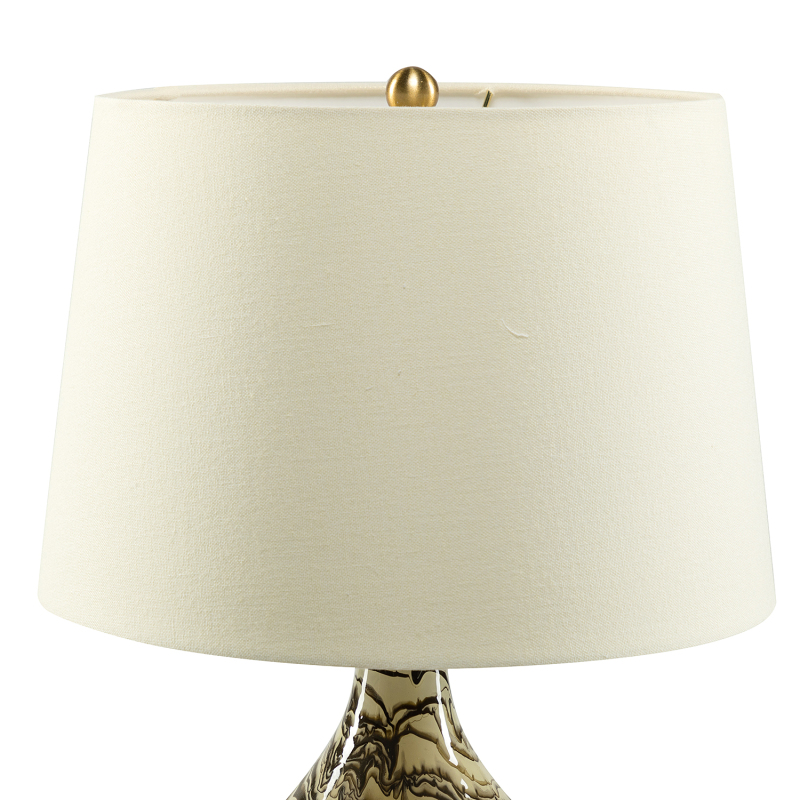 D01-1137016  Pelion 20" Modern LED Bedside Table Lamp with Linen Shade and Glass Base
