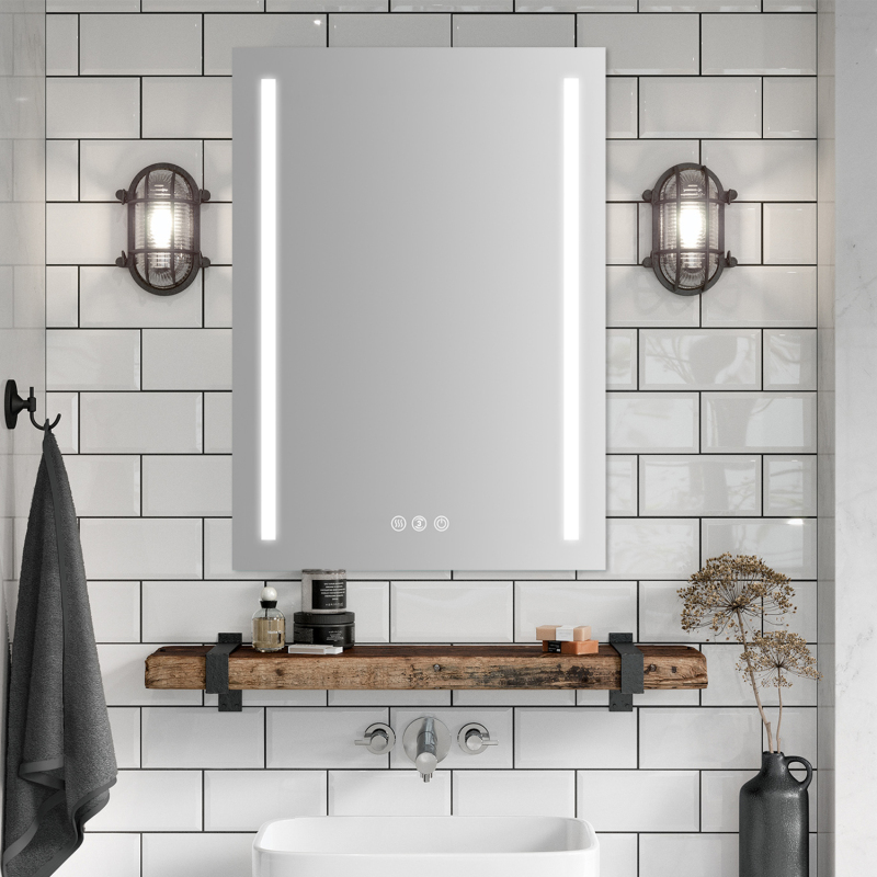 D01-BM004  LED Bathroom Mirror with Light, 24 x 32 Inch Dimmable Anti-Fog Wall Mounted Vanity Mirror, CRI 90+, Color Temperature 5000K (Horizontal/Vertical Install)