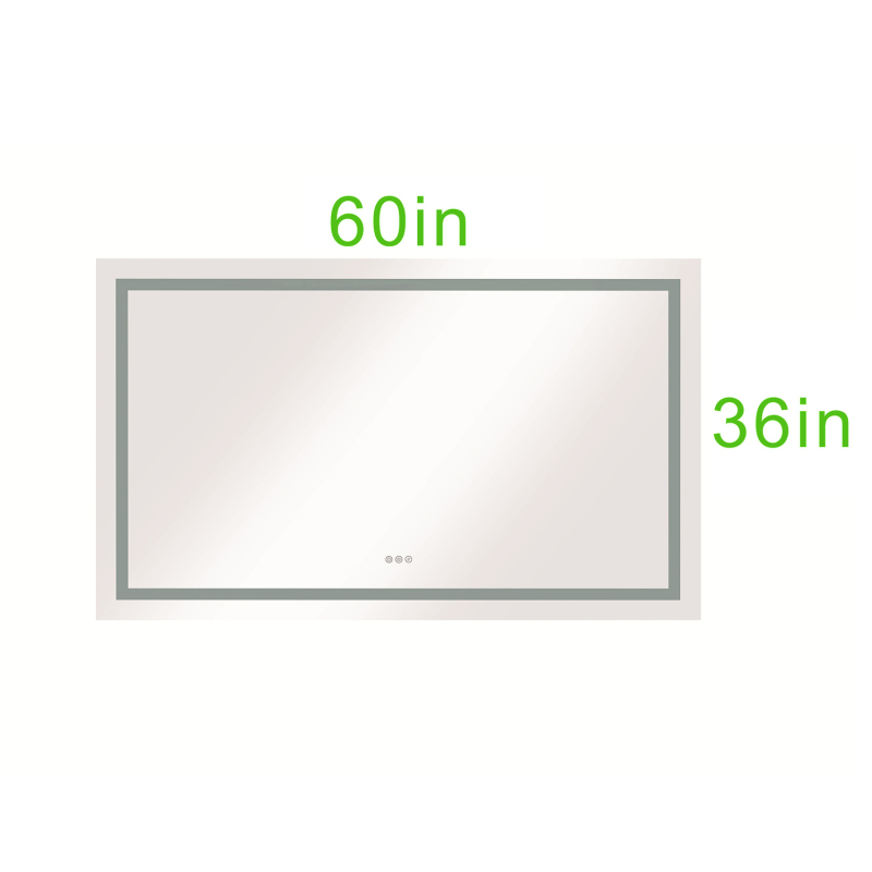 D01-BM010  60*36 LED Lighted Bathroom Wall Mounted Mirror with High Lumen+Anti-Fog Separately Control+Dimmer Function