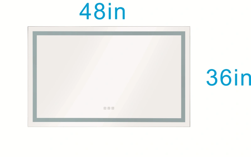 D01-BM016  48*36 LED Lighted Bathroom Wall Mounted Mirror with High Lumen+Anti-Fog Separately Control+Dimmer Function