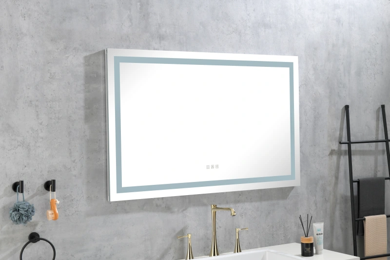 D01-BM016  48*36 LED Lighted Bathroom Wall Mounted Mirror with High Lumen+Anti-Fog Separately Control+Dimmer Function