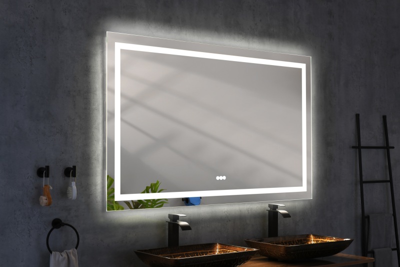 D01-BM017  84*32 LED Lighted Bathroom Wall Mounted Mirror with High Lumen+Anti-Fog Separately Control+Dimmer Function