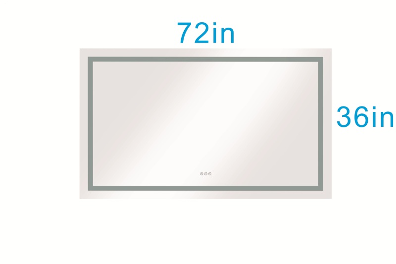 D01-BM014  72*36 LED Lighted Bathroom Wall Mounted Mirror with High Lumen+Anti-Fog Separately Control+Dimmer Function