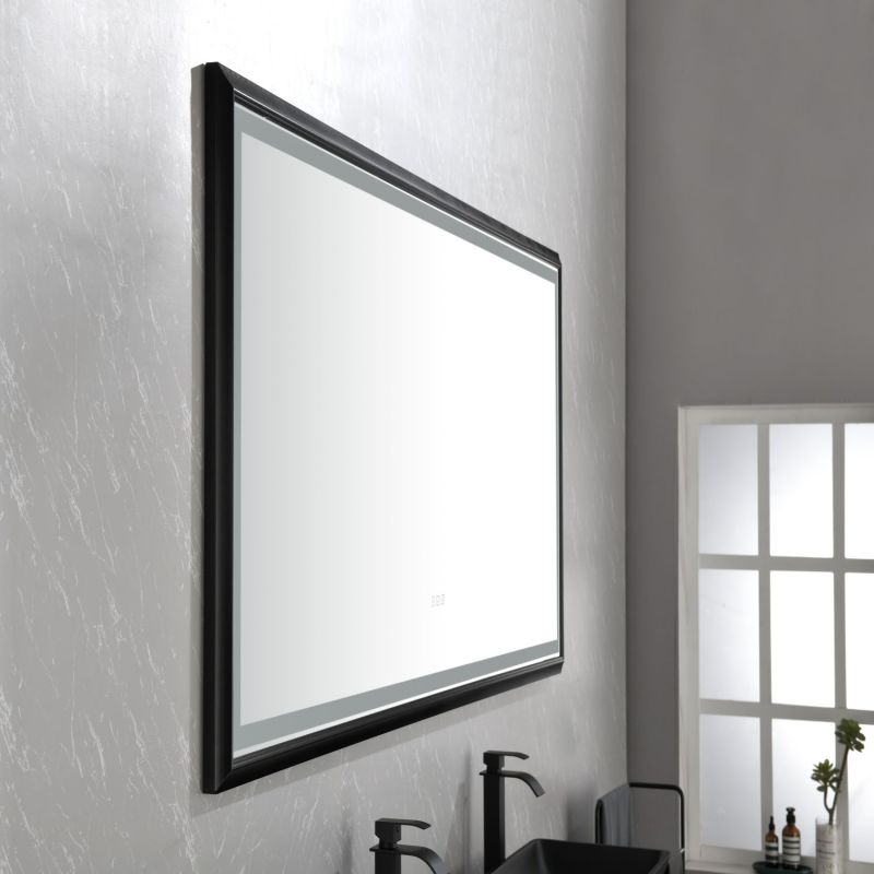 D01-BM015  88*38 Black Framed Metal FrameBathroom Mirror Square Wall-Mounted  Material Framed Explosion-Proof \nVanity Mirror Shaving Mirror Magnifying Mirror Make-Up Mirror - Bedroom Living Room Hallway