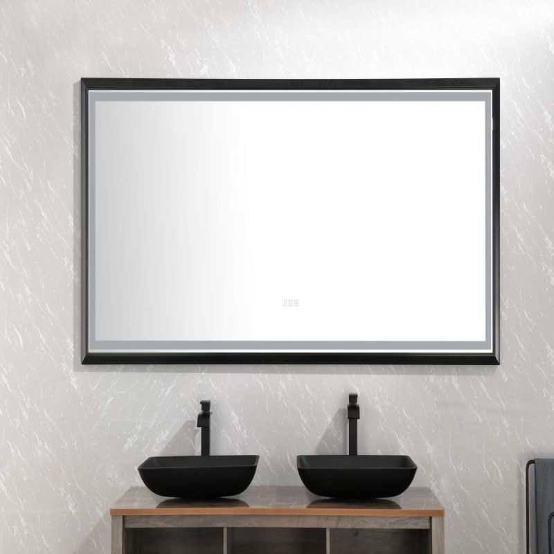 D01-BM015  88*38 Black Framed Metal FrameBathroom Mirror Square Wall-Mounted  Material Framed Explosion-Proof \nVanity Mirror Shaving Mirror Magnifying Mirror Make-Up Mirror - Bedroom Living Room Hallway