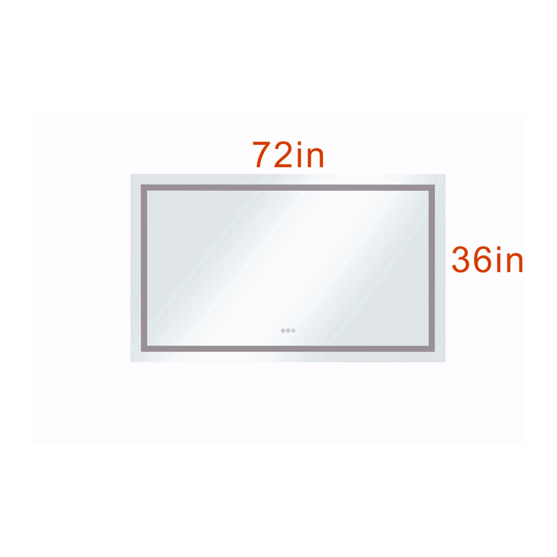 D01-BM014  72*36 LED Lighted Bathroom Wall Mounted Mirror with High Lumen+Anti-Fog Separately Control+Dimmer Function