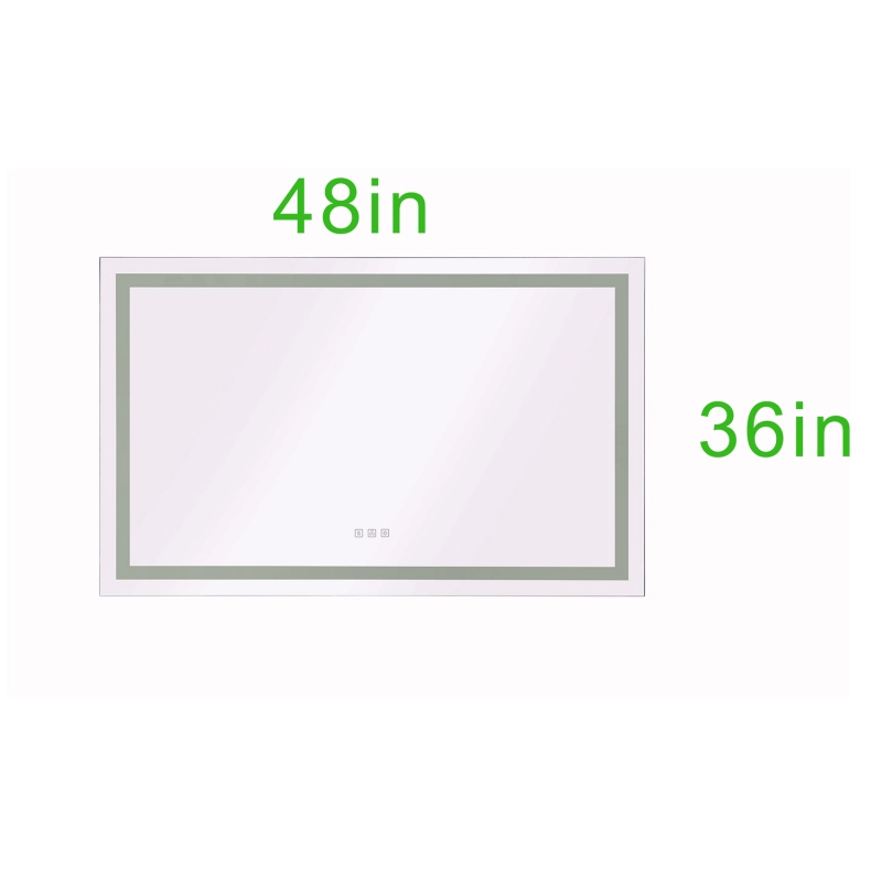 D01-BM016  48*36 LED Lighted Bathroom Wall Mounted Mirror with High Lumen+Anti-Fog Separately Control+Dimmer Function