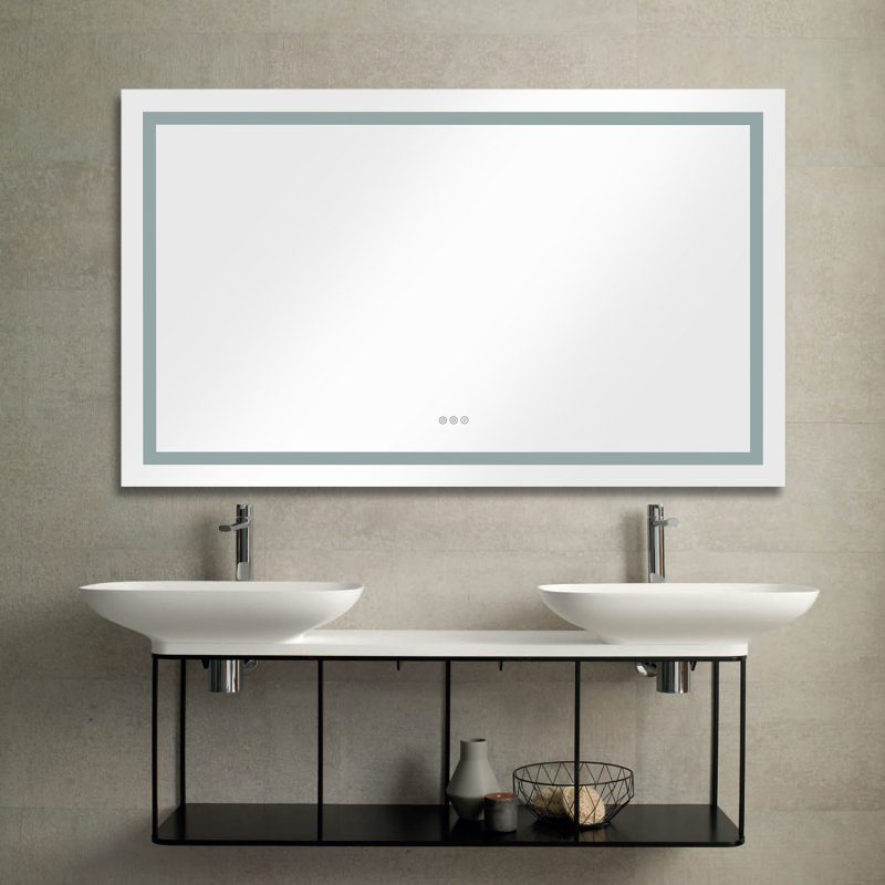 D01-BM017  84*32 LED Lighted Bathroom Wall Mounted Mirror with High Lumen+Anti-Fog Separately Control+Dimmer Function