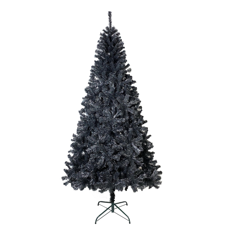 7.5FT Unlit Black Artificial Christmas Tree with Foldable Metal Stand；Spruce PVC Fir Tree 7.5ft Xmas Tree w/ 1,500 Branch Tips, for Indoor Holiday Carnival Party;for Decoration Home, Office, Party
