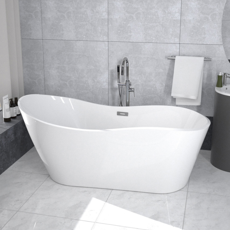 BT2053-67 Freestanding 67 in. Contemporary Design Acrylic Flatbottom  SPA Tub  Bathtub in White