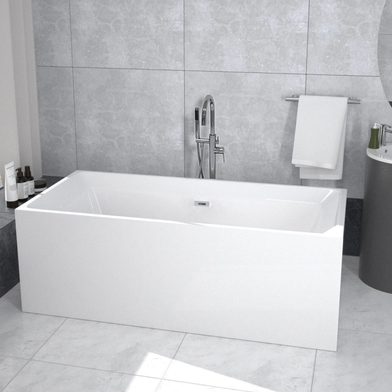 BT2048-67 Freestanding 67 in. Contemporary Design Acrylic Flatbottom  SPA Tub  Bathtub in White