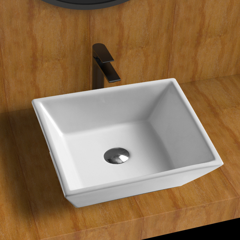 1616 Ceramic Above Counter Square Bathroom Sink