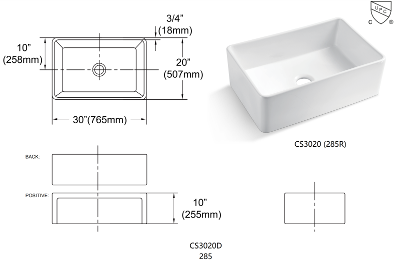 3020 Ceramic kitchen sink