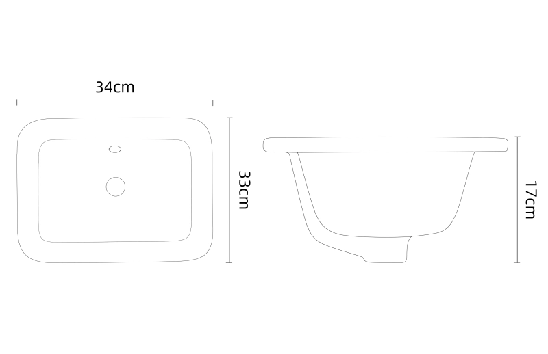 TT1813 Under mount Bathroom Sink Basin in White Ceramic