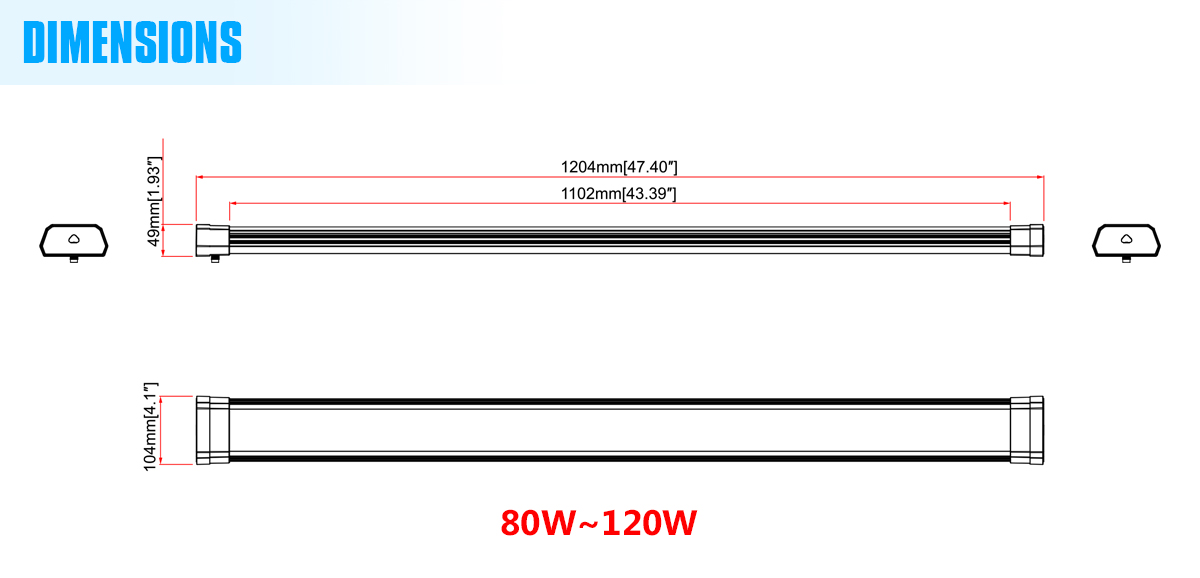 led shop light dimensions