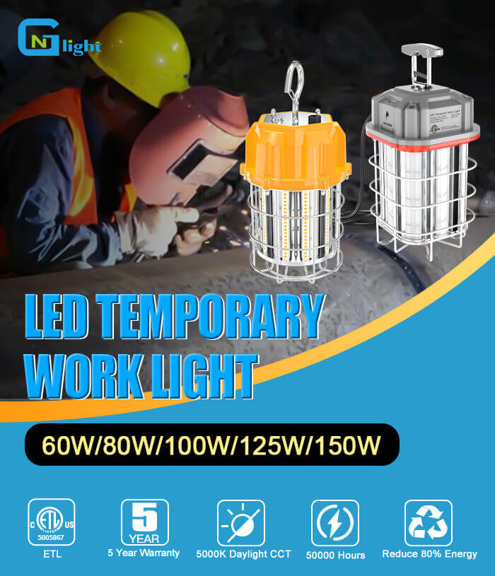 Temporary Work Lights for Construction Lights in String and Single Sizes