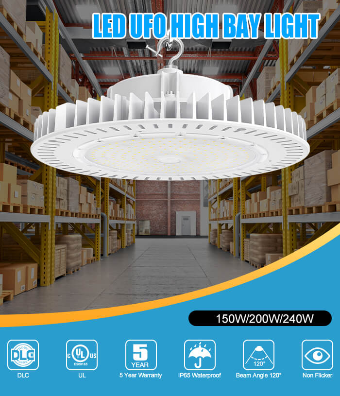 LED UFO High Bay fixture design for indoor replace HID/HPS/MHL high bay lights