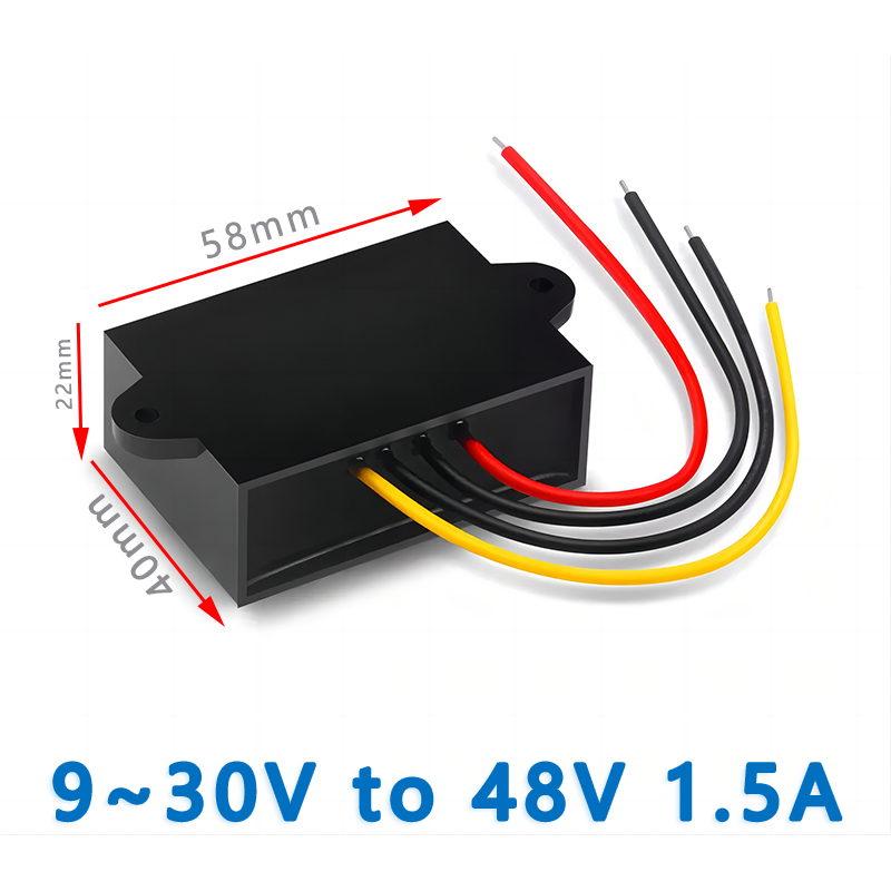 Input  DC  12V 24V (10-30V) to Output DC 48V 1A 1.5A  48W / 72W  DC DC Step Up Boost Converter Automotive Car Voltage Booster Regulator