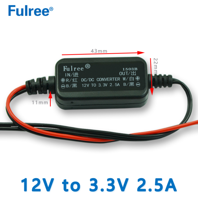 Fulree Ultra Slim Thin   Input  DC 12V（8-15V） to  Output DC 3.3V  4.2V 5V 6V  7.5V  9V  1A 2.5A DC-DC Step Down Converter for Car Camera DVR Dash Cam