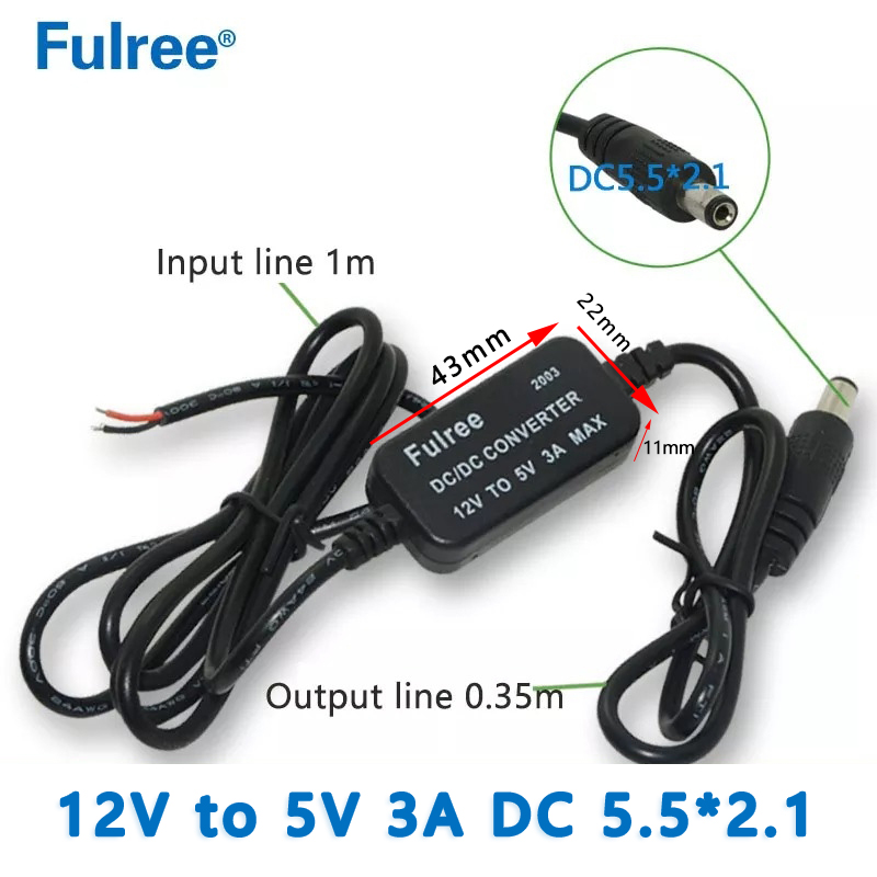 Input DC   12V to   Output DC 5V 3A  MAX       DC5.5*2.5  DC5.5*2.1  DC3.5*1.35  DC2.5*0.7  USB  Step Down  DC  TO  DC Converter