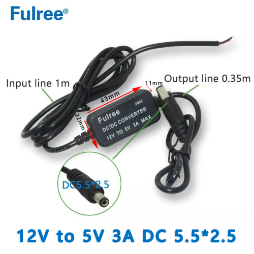 Input DC   12V to   Output DC 5V 3A  MAX       DC5.5*2.5  DC5.5*2.1  DC3.5*1.35  DC2.5*0.7  USB  Step Down  DC  TO  DC Converter