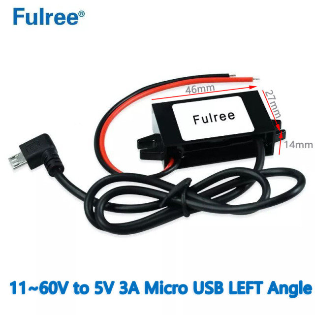 INput DC  12V 24V 36V 48V ( 11-60V)  Step Down to  Output DC  5V  3A   15W Max Micro Mini Type C USB Charger Adapter DC Converter for Car Truck Taxi Bus E-bike GPS Tracker