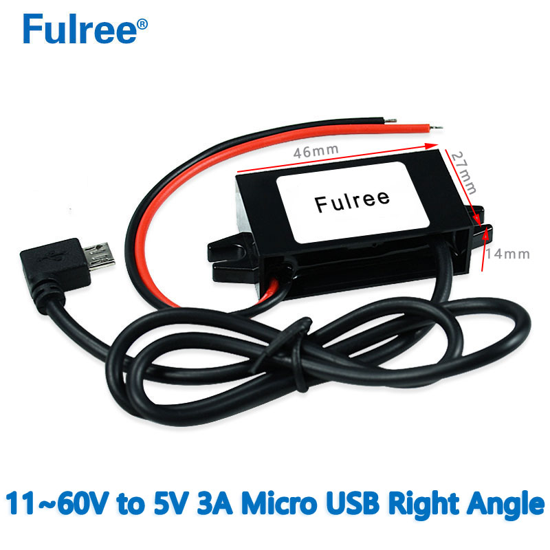INput DC  12V 24V 36V 48V ( 11-60V)  Step Down to  Output DC  5V  3A   15W Max Micro Mini Type C USB Charger Adapter DC Converter for Car Truck Taxi Bus E-bike GPS Tracker
