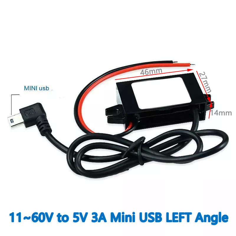 INput DC  12V 24V 36V 48V ( 11-60V)  Step Down to  Output DC  5V  3A   15W Max Micro Mini Type C USB Charger Adapter DC Converter for Car Truck Taxi Bus E-bike GPS Tracker