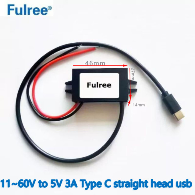 INput DC  12V 24V 36V 48V ( 11-60V)  Step Down to  Output DC  5V  3A   15W Max Micro Mini Type C USB Charger Adapter DC Converter for Car Truck Taxi Bus E-bike GPS Tracker