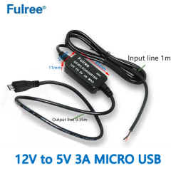 USB Car Charger Cable with Cap DC DC 12V to 5V 3A Step Down Converter Buck Transformer Power Adaptor for charging smartphones