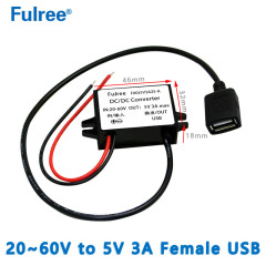 INput DC 24V 36V 48V （20-60V） to Output DC 5V  3A MaxCar Charger Adapter Micro Mini USB DC DC Step Down Converter for GPS CCTV DVR