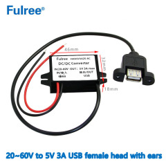 INput DC 24V 36V 48V （20-60V） to Output DC 5V  3A MaxCar Charger Adapter Micro Mini USB DC DC Step Down Converter for GPS CCTV DVR