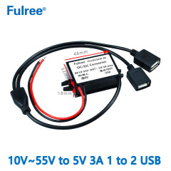 INput DC 12V24V36V48V（10-55V）  to  Output DC  5V   3A MAX Dual Double Micro USB Car Phone Charger DC DC Step Down Buck Converter Voltage Regulator