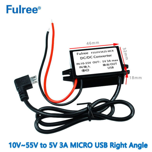 INput DC 12V24V36V48V（10-55V）  to  Output DC  5V   3A MAX Dual Double Micro USB Car Phone Charger DC DC Step Down Buck Converter Voltage Regulator