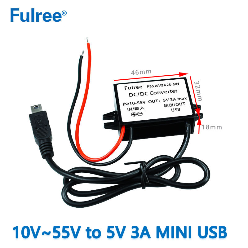 INput DC 12V24V36V48V（10-55V） to Output DC 5V 3A MAX MINI Micro USB  DC DC Step Down Buck Converter