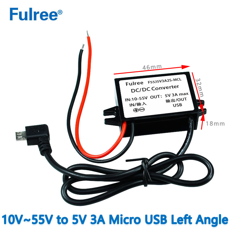 INput DC 12V24V36V48V（10-55V） to Output DC 5V 3A MAX MINI Micro USB  DC DC Step Down Buck Converter