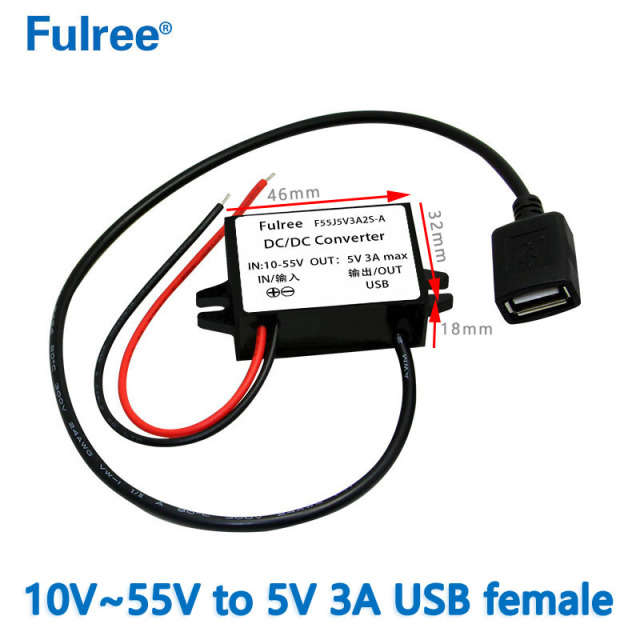 INput DC 12V24V36V48V（10-55V） to Output DC 5V 3A MAX MINI Micro USB  DC DC Step Down Buck Converter
