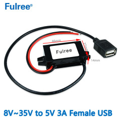 Input DC 12V 24V（ 8-35V） to   Output DC 5V 3A 15W  Max Micro Mini Female USB Car Charger Charging Adapter DC DC Step Down Converter Buck Module