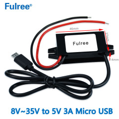 Input DC 12V 24V（ 8-35V） to   Output DC 5V 3A 15W  Max Micro Mini Female USB Car Charger Charging Adapter DC DC Step Down Converter Buck Module