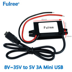 Input DC 12V 24V（ 8-35V） to   Output DC 5V 3A 15W  Max Micro Mini Female USB Car Charger Charging Adapter DC DC Step Down Converter Buck Module