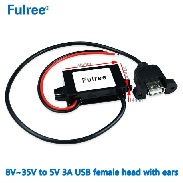 Input DC 12V 24V（ 8-35V） to   Output DC 5V 3A 15W  Max Micro Mini Female USB Car Charger Charging Adapter DC DC Step Down Converter Buck Module