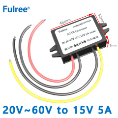 Input DC   36V 48V (20-60V) to Output DC  15V 3A 45W 5A 75W DC-DC Step Down Power Converter Adapter for Car DC Fan